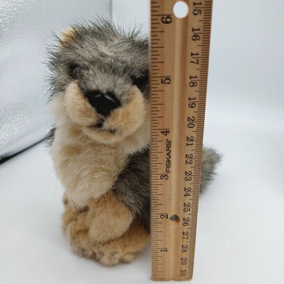 Defender Wildlife Wolf Realistic Plush Gray Brown Stuffed Kids Planet 5" - Picture 4 of 8